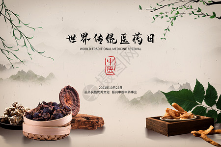 中药展板世界传统医药日设计图片