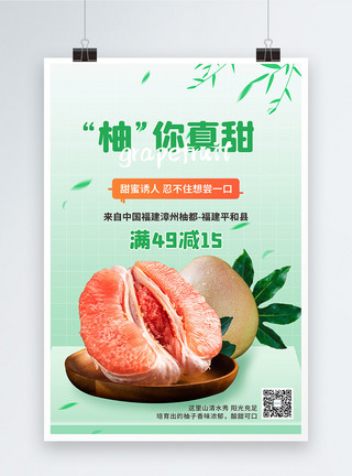 清新热带水果清新红心柚子上市促销宣传海报模板
