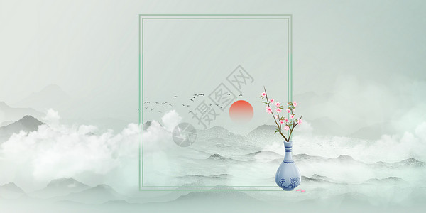 花瓶中式中式背景设计图片
