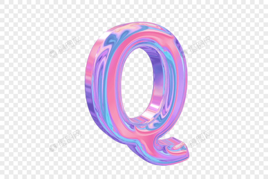 潮流镭射酸性金属字母Q图片