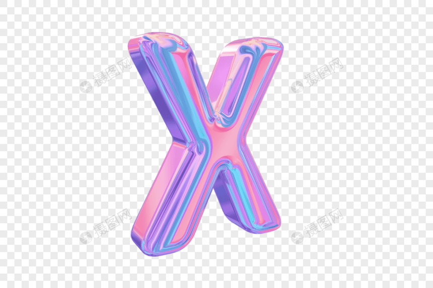 潮流镭射酸性金属字母X图片