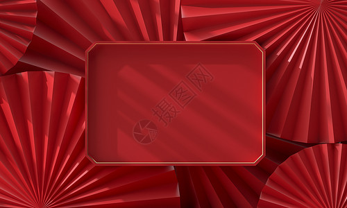 礼盒图案红金中式电商背景设计图片