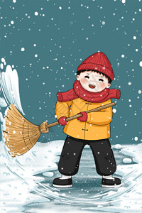 玩雪的小孩扫雪的小孩GIF高清图片