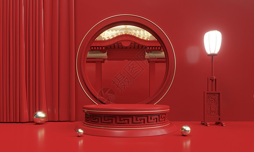 红金中式展台背景图片