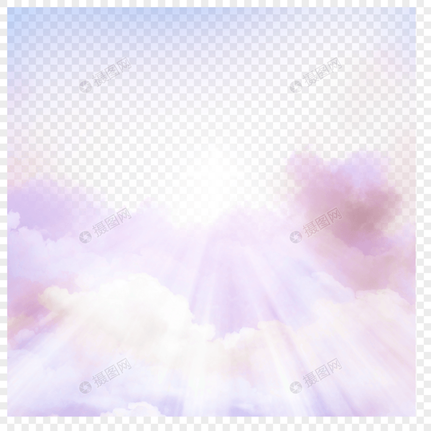 粉色云朵后后的光效天堂图片