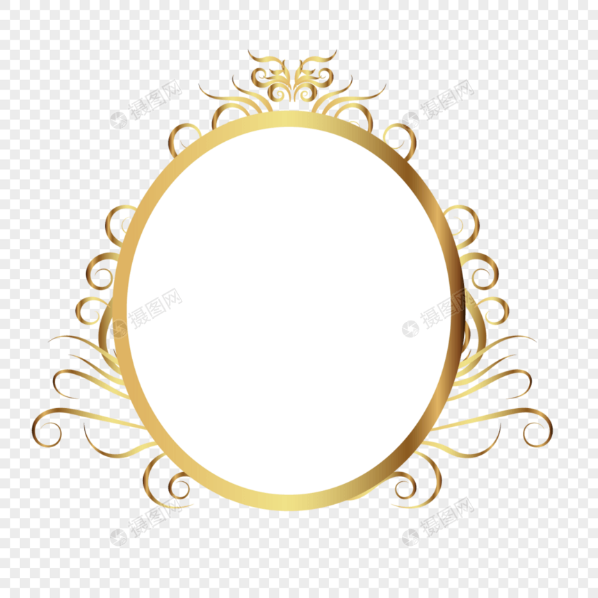 金色椭圆形镜框图片