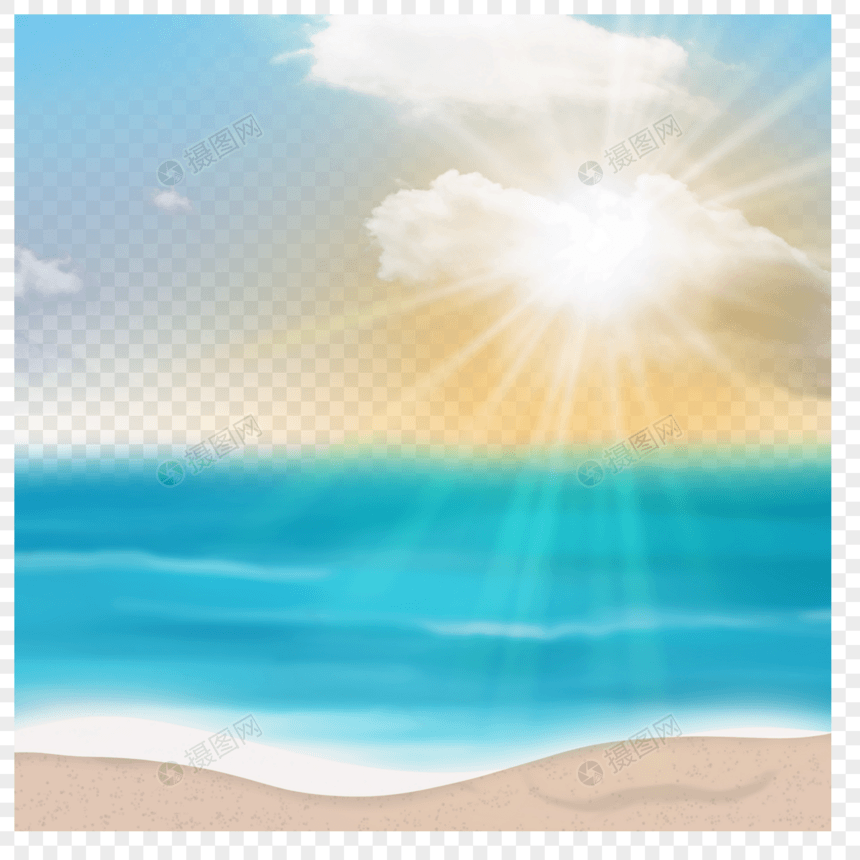 夏季沙滩白云海水边框图片
