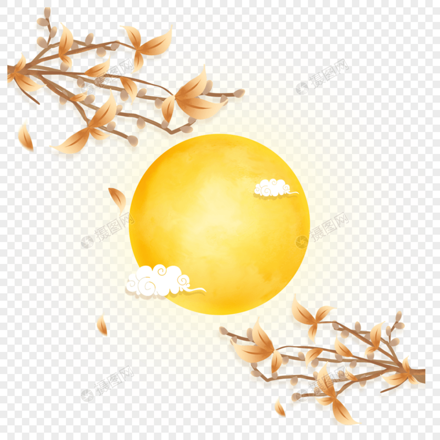 平面风格中秋节满月兔子图片