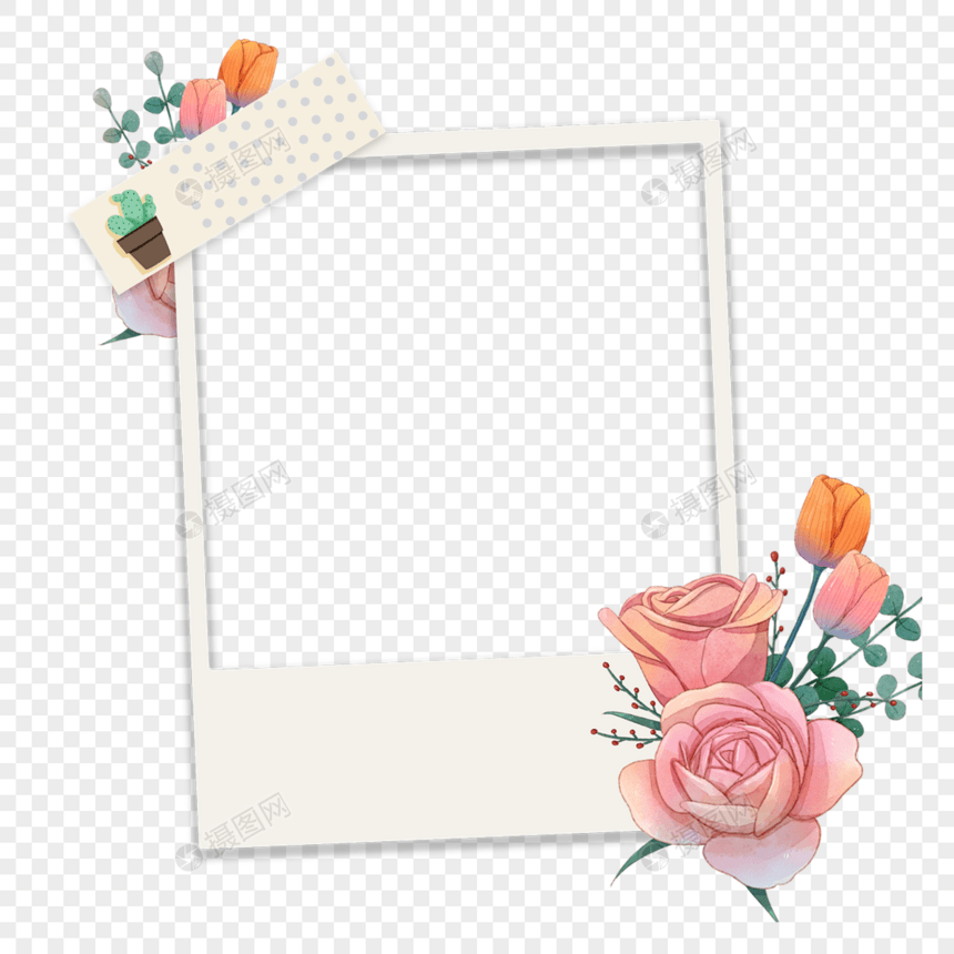粉色玫瑰花瓣手账花卉相框图片