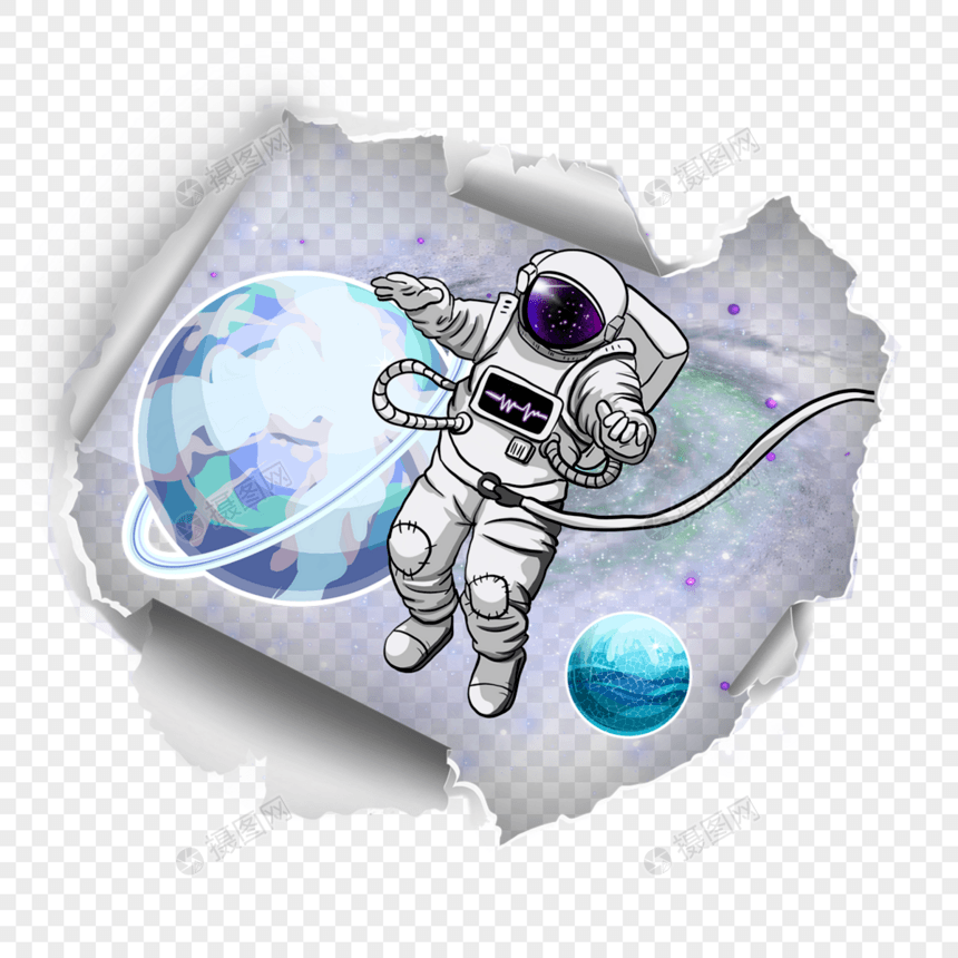 撕纸宇宙科技太空宇航员星空星球图片