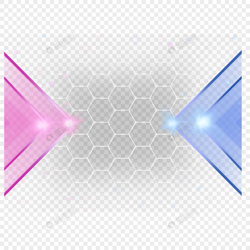 粉色和蓝色未来感炫光科技商务边框图片
