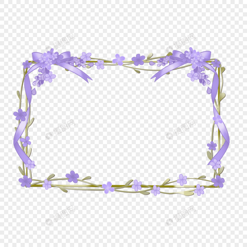 薰衣草边框紫色矩形图片
