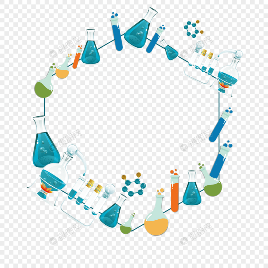 蓝色化学器材边框图片