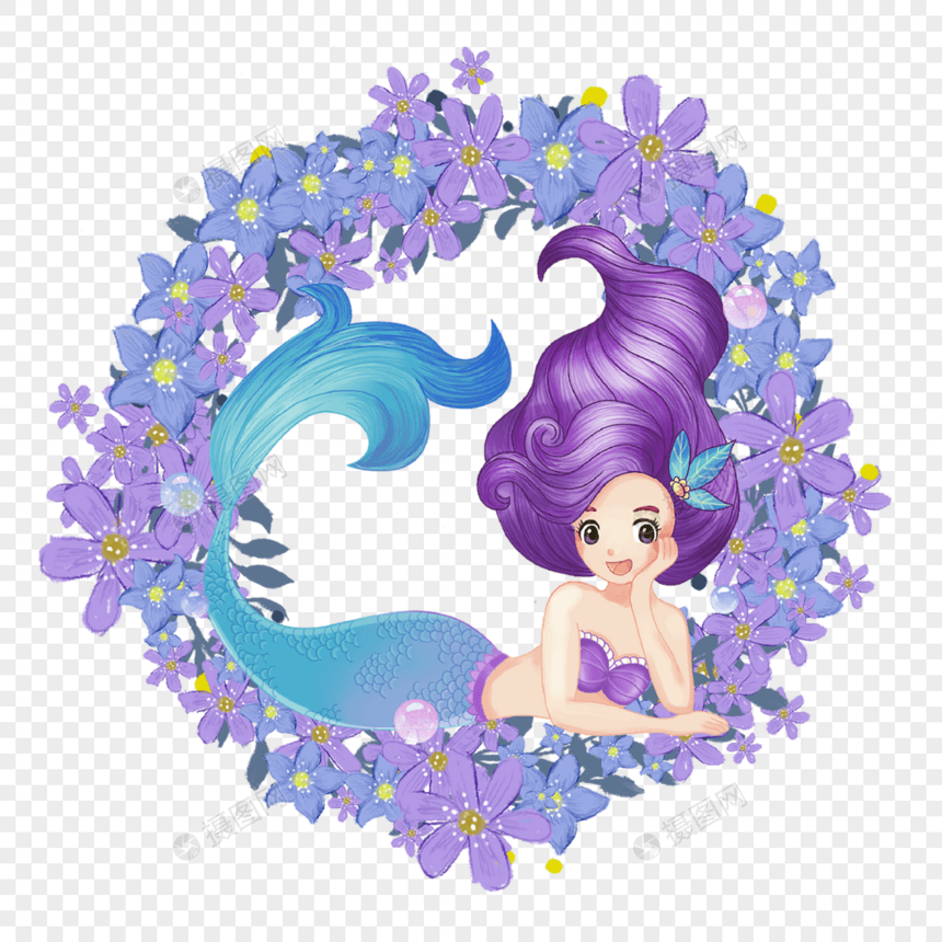 优雅美人鱼紫色花环图片