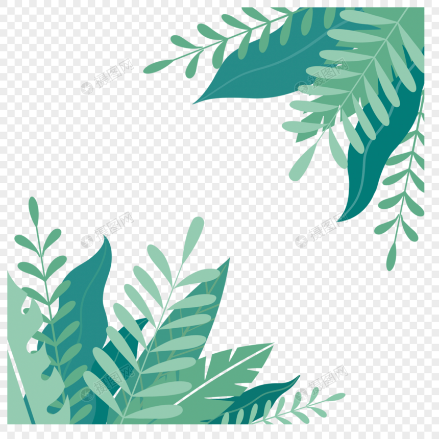 绿色棕榈树树叶边框图片