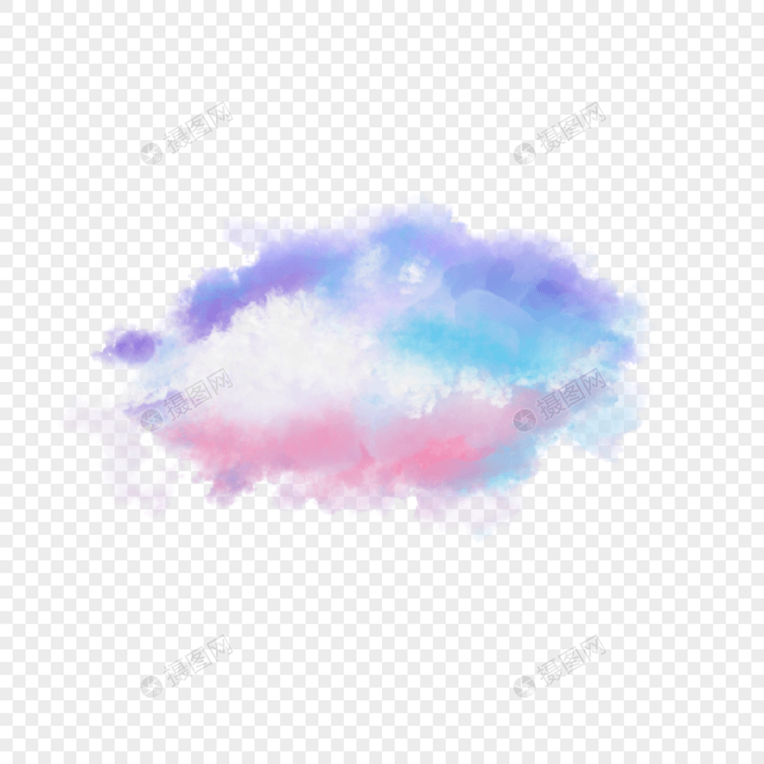 水彩云朵晚霞彩色云图片