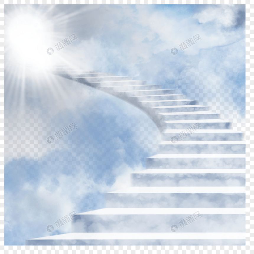 蓝白抽象云层阶梯天堂光效云朵图片