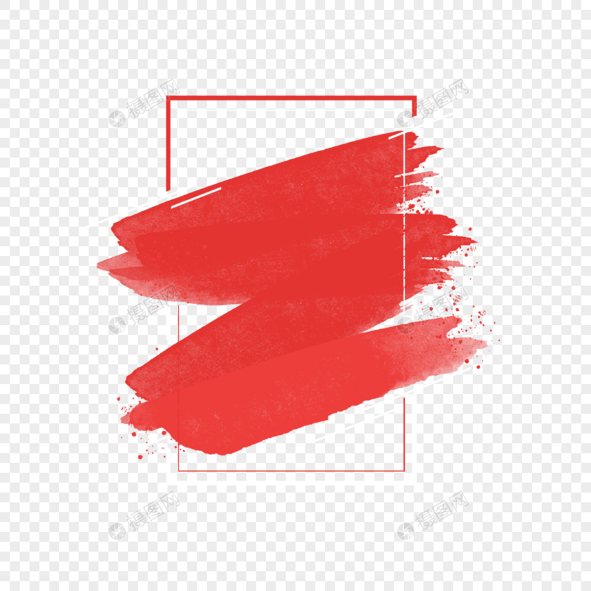 红色长方形笔刷促销边框图片