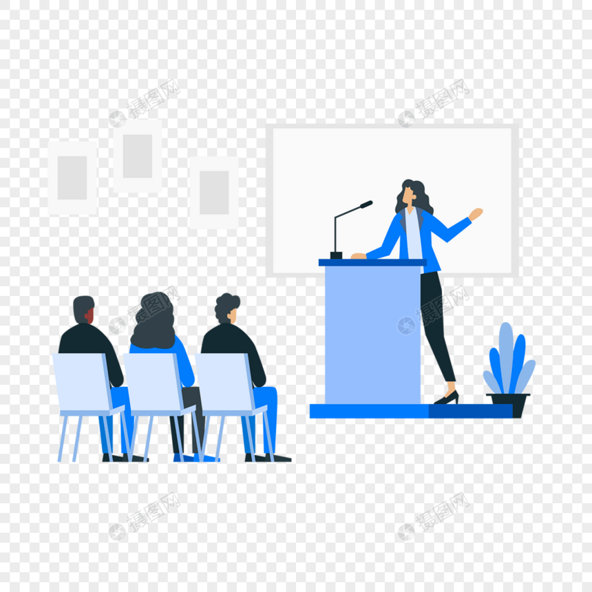 会议演讲发言概念插画台上会议发言的人图片