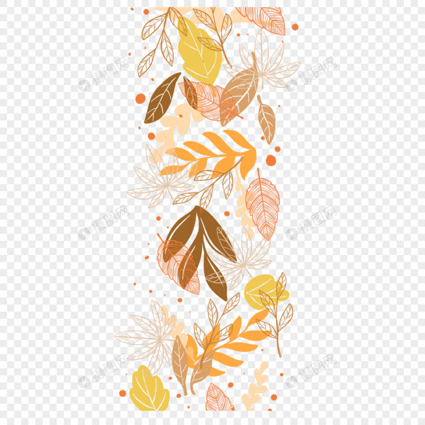 美丽的秋天金叶线稿点线面图片