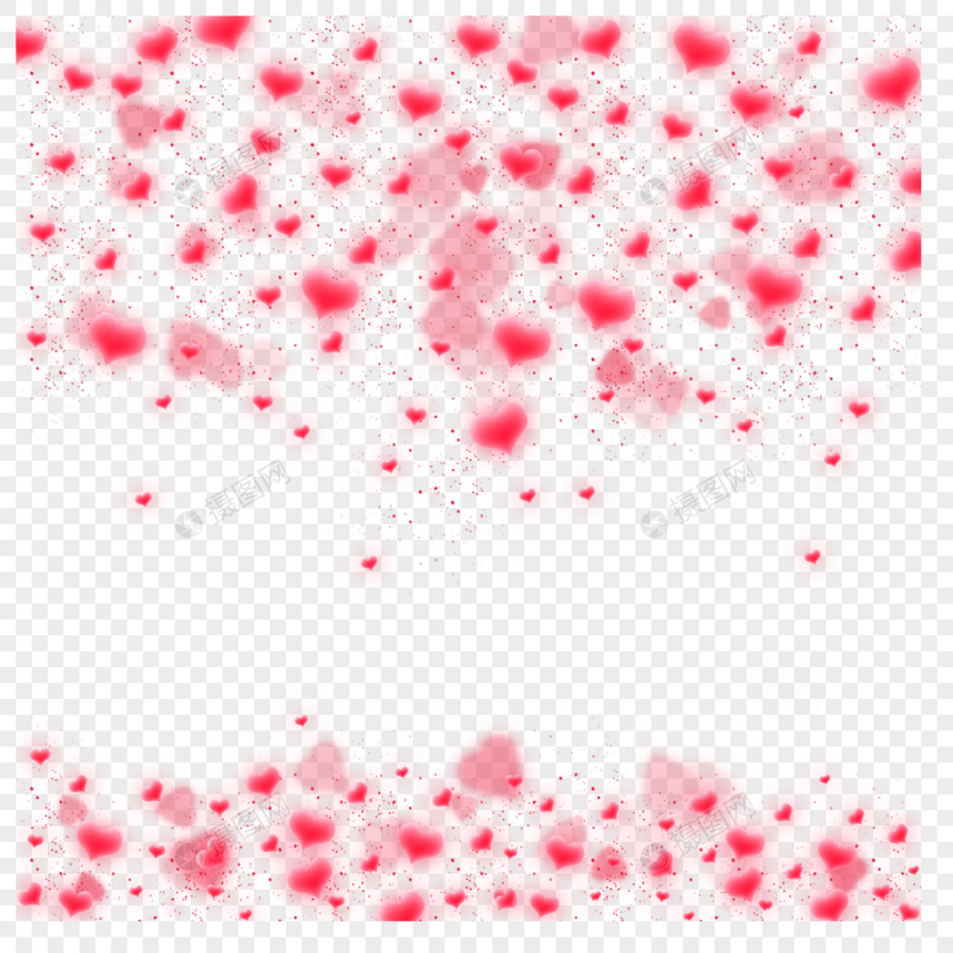 红色颗粒漂浮的爱心情人节渐变光效爱心边框图片