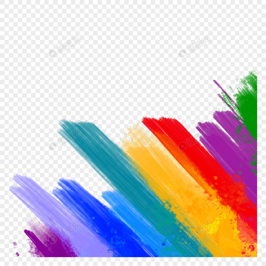 抽象彩虹颜料水彩笔刷图片