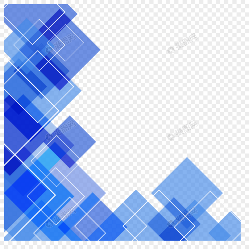 方形几何光效蓝色商务边框图片