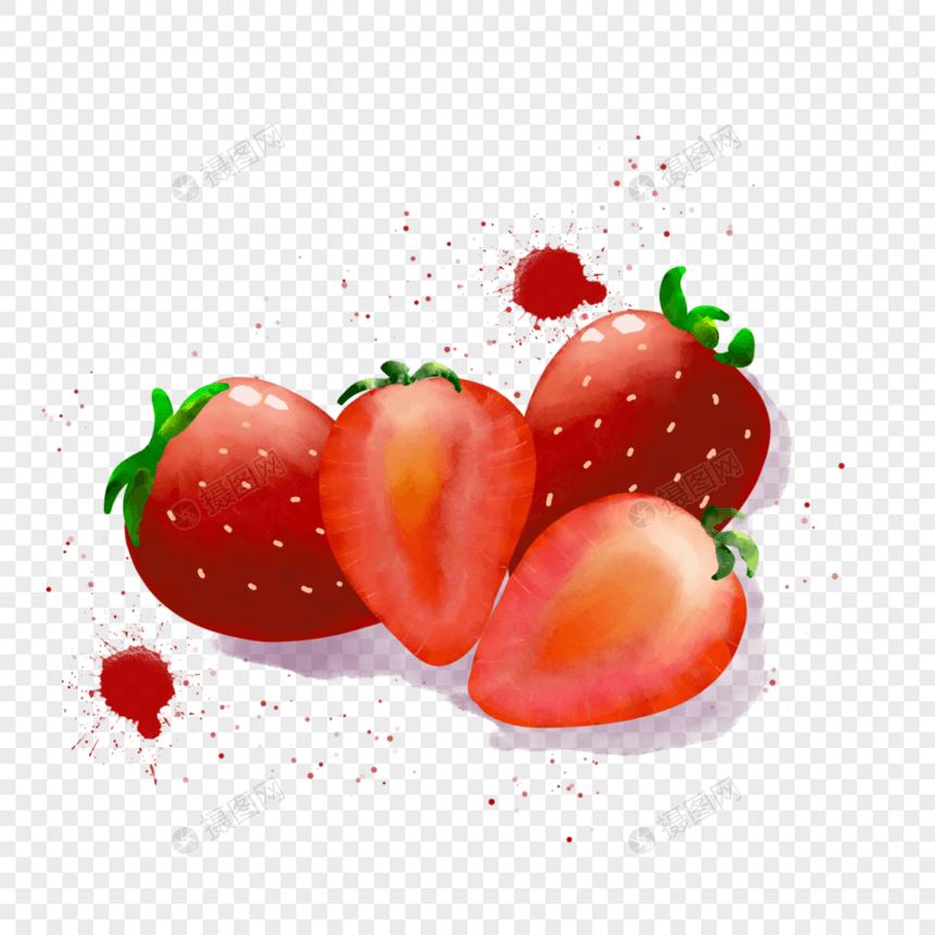 可爱夏季水彩水果草莓图片