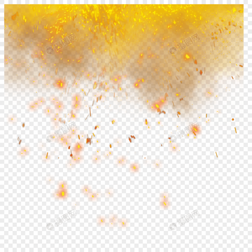 手绘黄色燃烧的火花边框图片