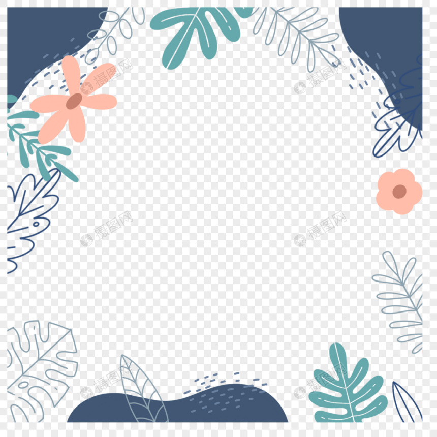 棕榈树龟背竹线稿边框图片