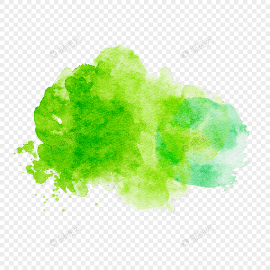 笔刷笔触翠绿色水彩风格图片