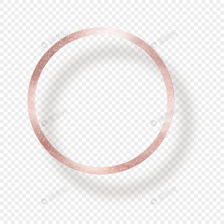 玫瑰金金属边框圆形立体图片