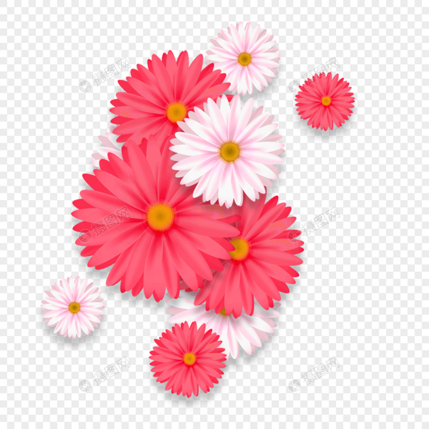 粉色清新小雏菊元素图片