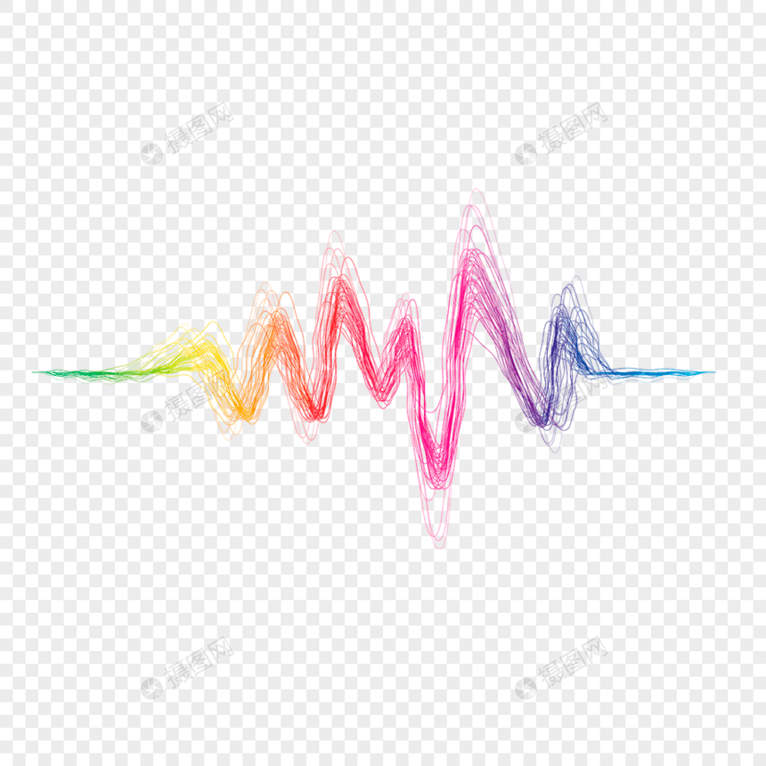 五颜六色声波渐变粗糙线条科学技术声音均衡器图片