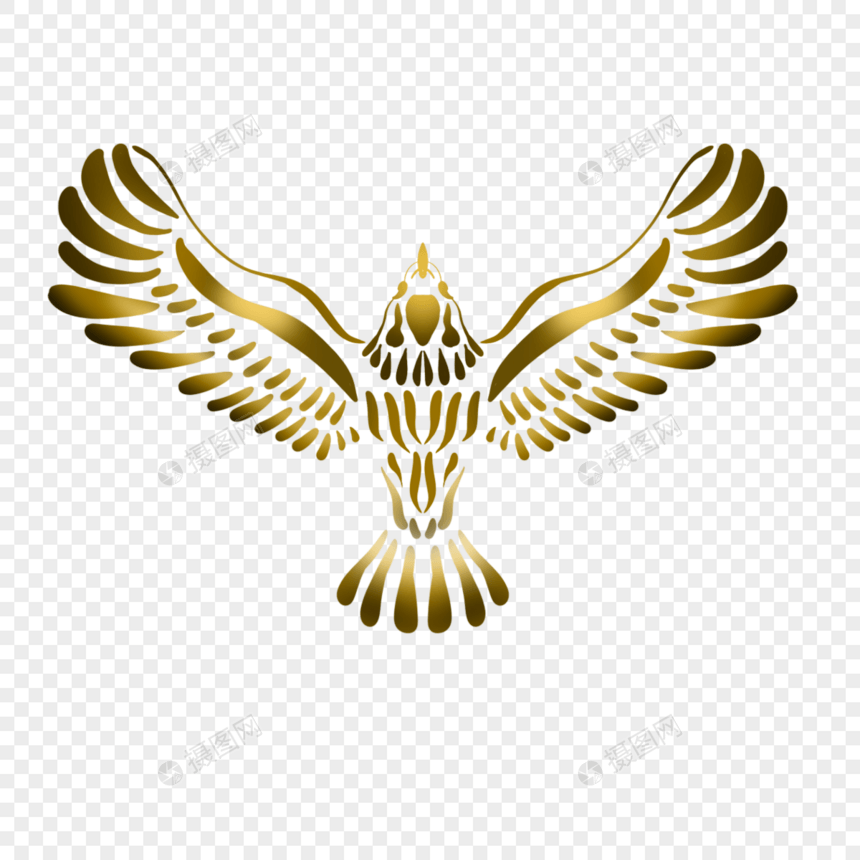 波西米亚金色鹰神秘精神纹身图片