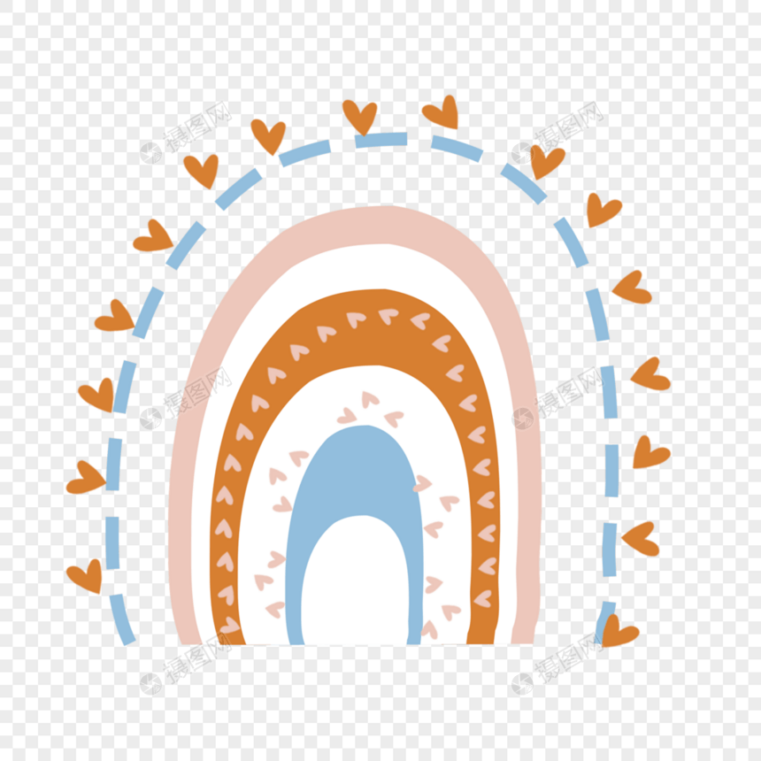 心形外框卡通水彩彩虹图片