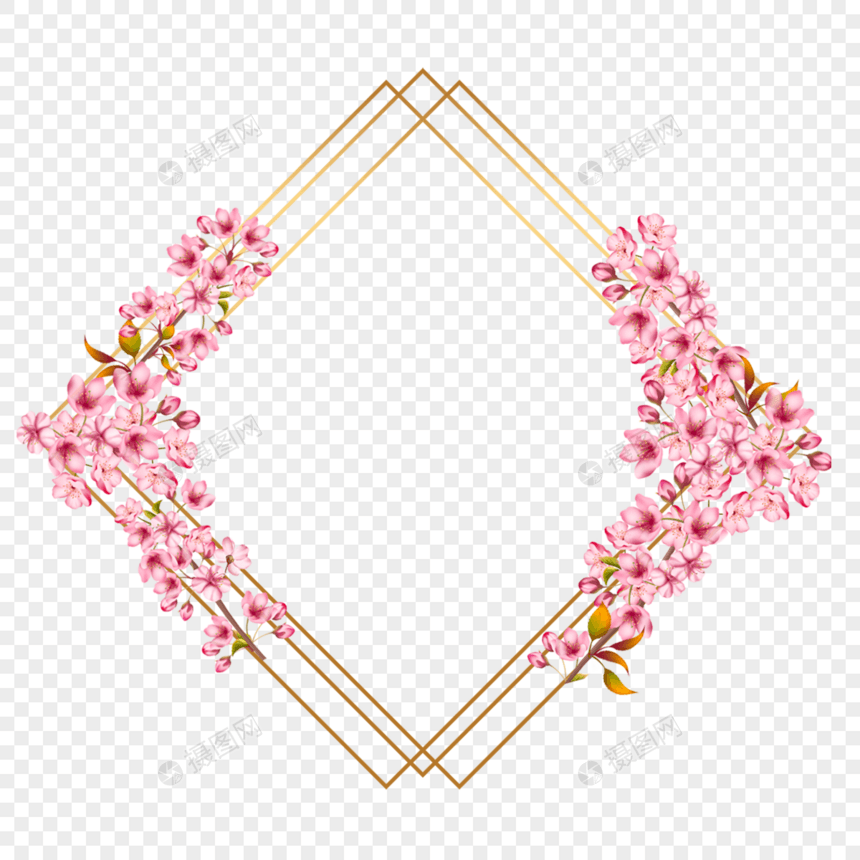 春天樱花枝条菱形边框图片