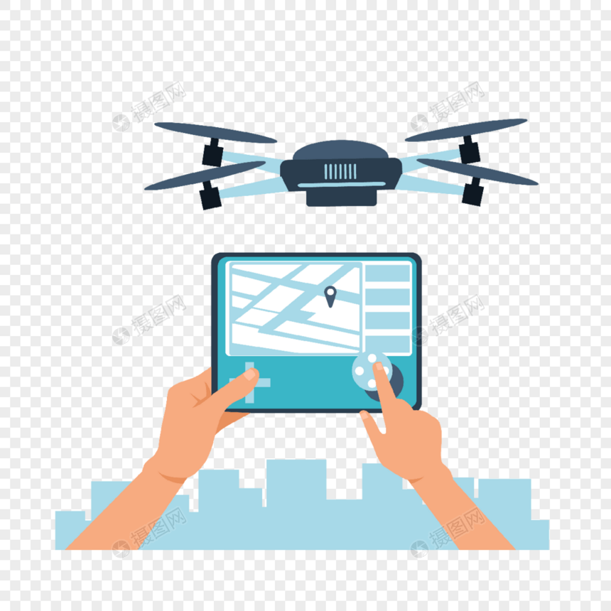 人工智能远程控制无人机航空科技概念插画图片