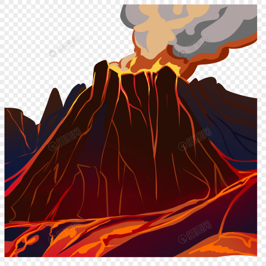 卡通自然灾害火山喷发岩浆图片