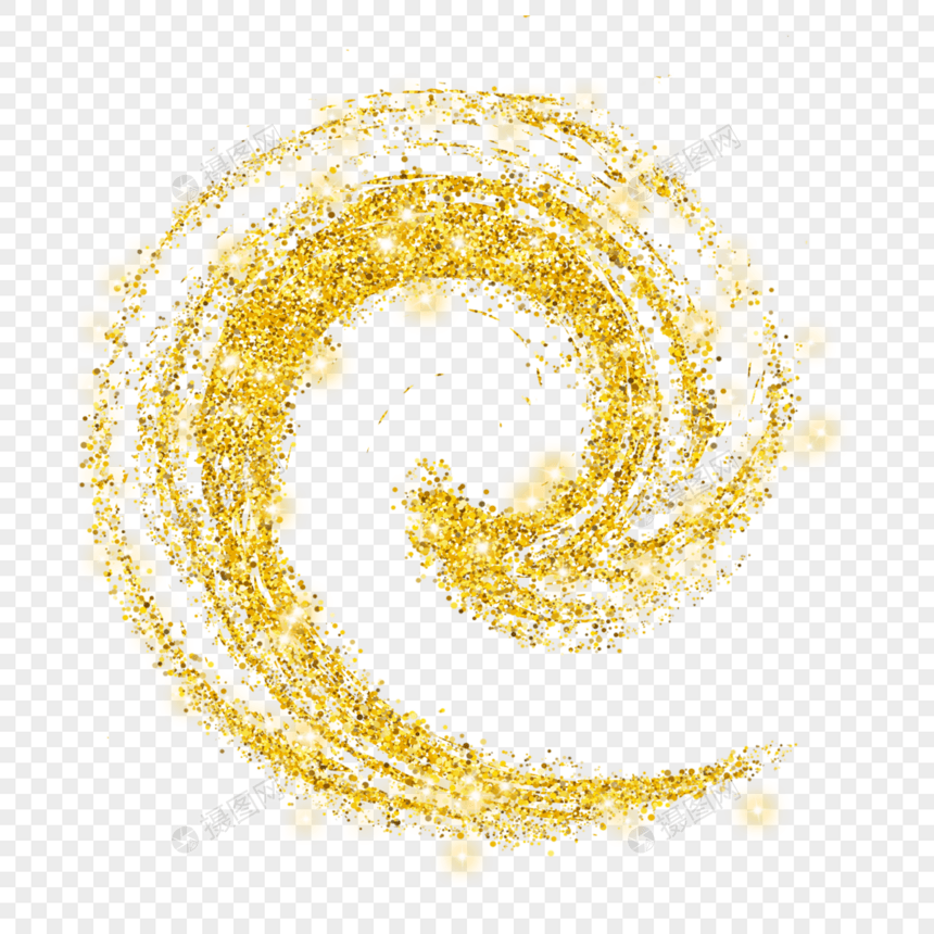 金色螺旋闪光光效抽象笔刷图片
