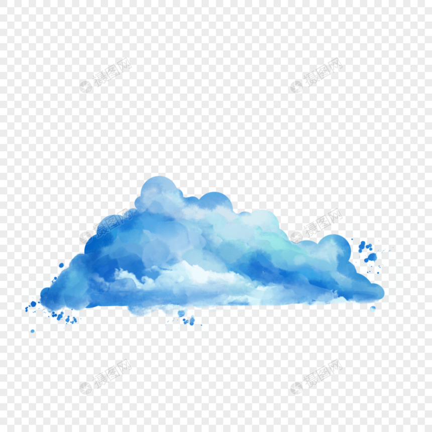 蓝色水彩天空云朵晴空图片