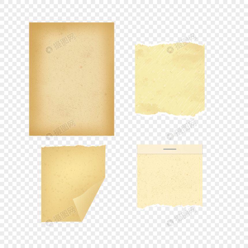 黄色折痕牛皮纸复古剪贴簿撕碎的纸图片