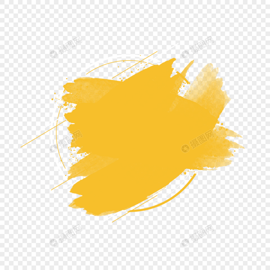 黄色抽象笔刷圆形促销边框图片