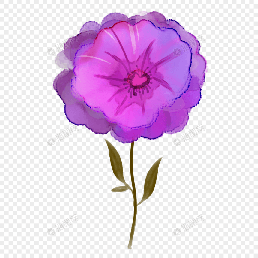 紫红色抽象水彩漂亮花卉图片