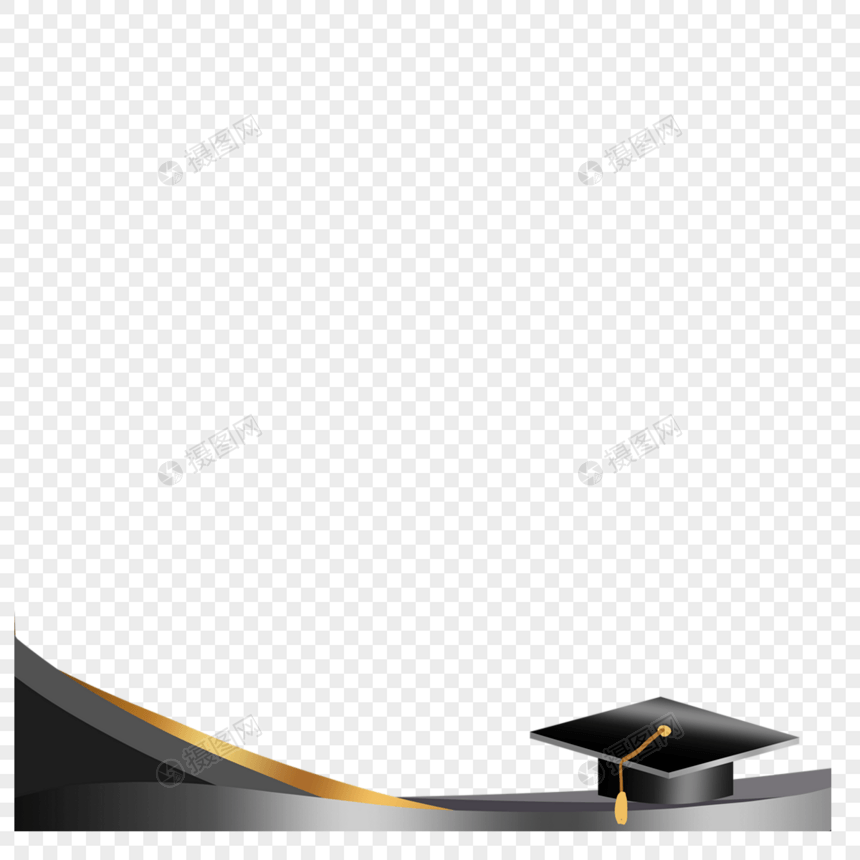 带黑色学士帽的毕业证书边框图片