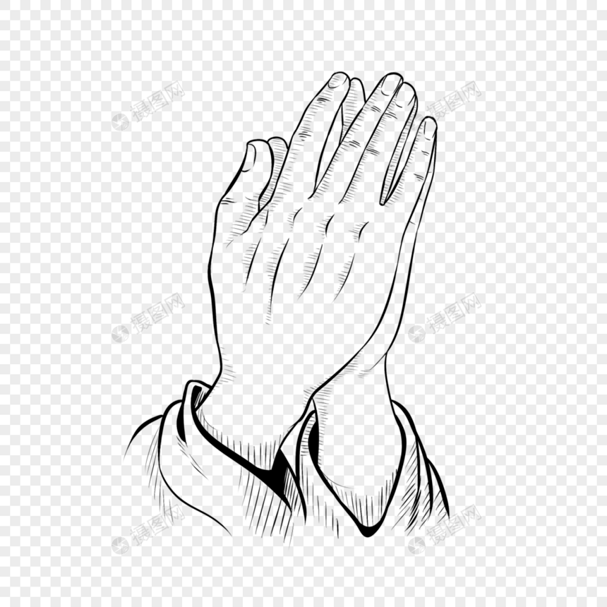 祈祷手势传统素描图片