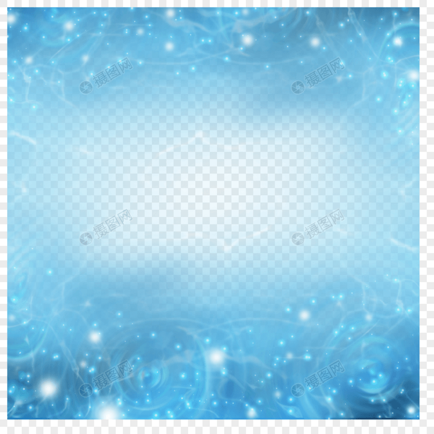 蓝色光效梦幻水滴水波纹边框图片