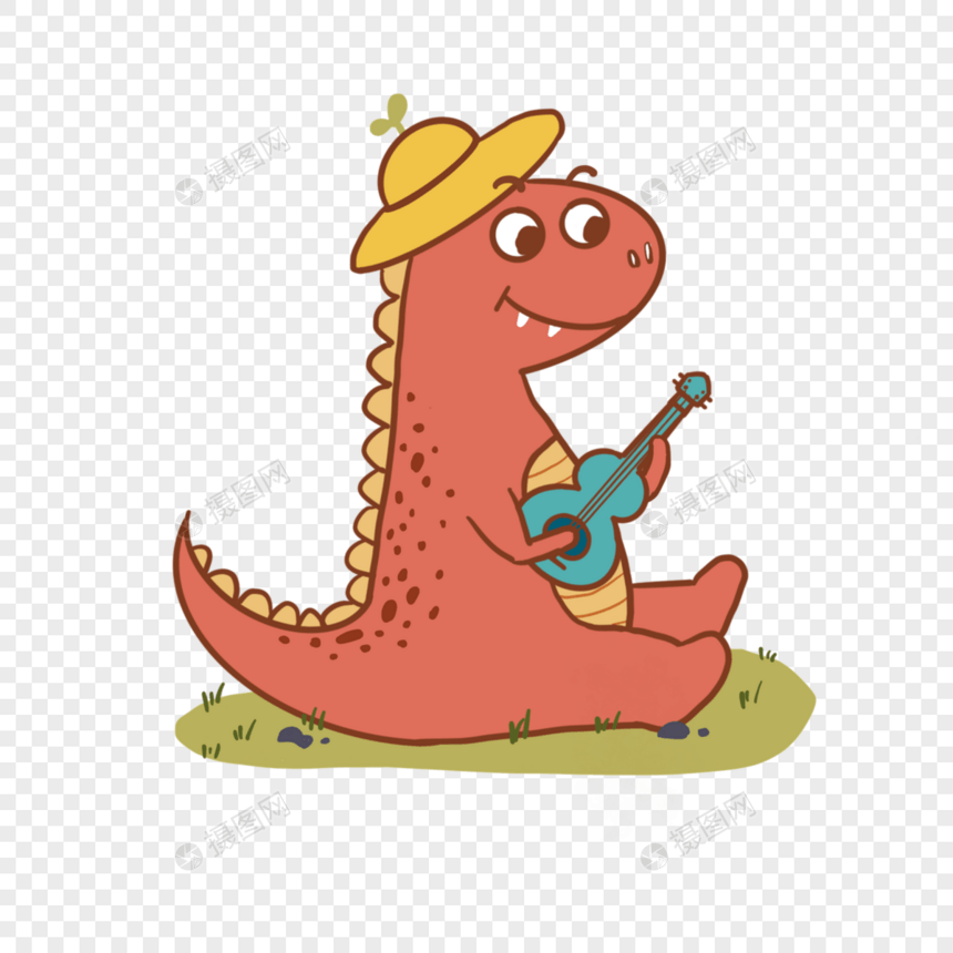 恐龙小动物弹吉他图片