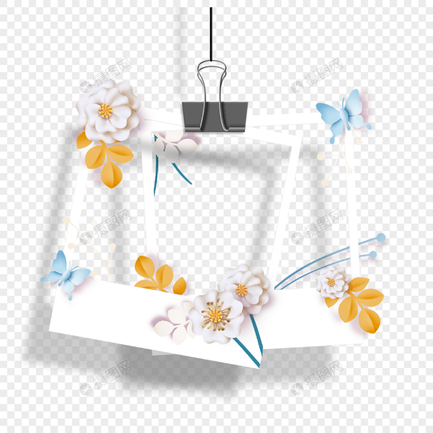 剪纸花卉宝丽来悬挂相框图片