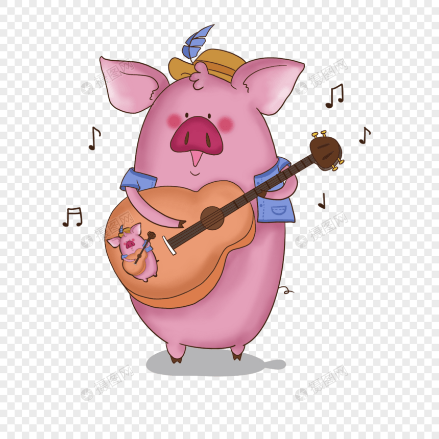 可爱的小猪乡村音乐家图片